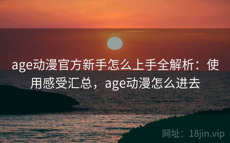age动漫官方新手怎么上手全解析：使用感受汇总，age动漫怎么进去