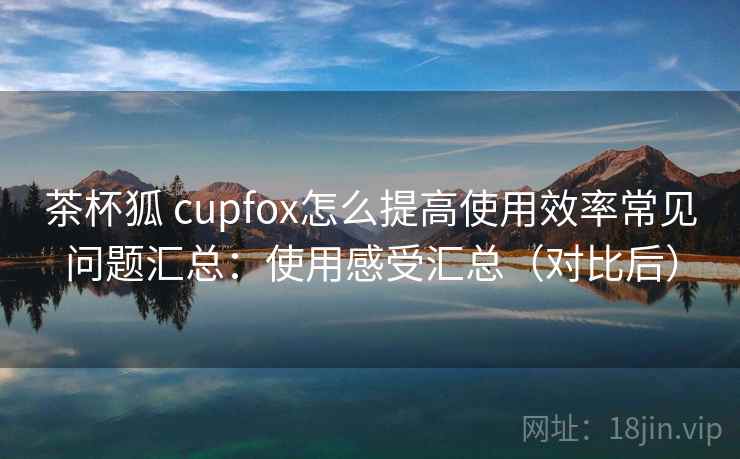 茶杯狐 cupfox怎么提高使用效率常见问题汇总：使用感受汇总（对比后）